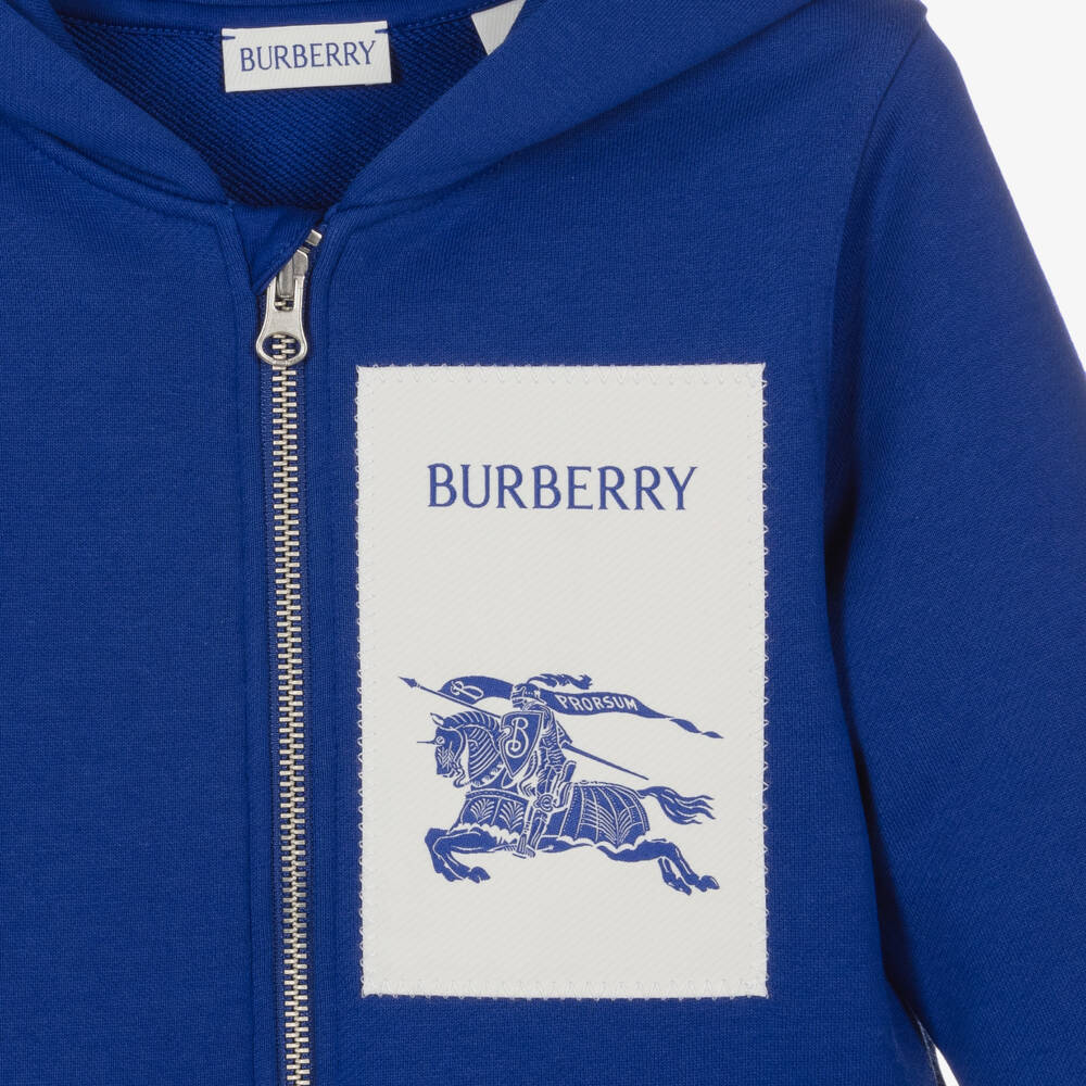 Burberry-Boys Classic Blue Zip Hoodie | Childrensalon Outlet