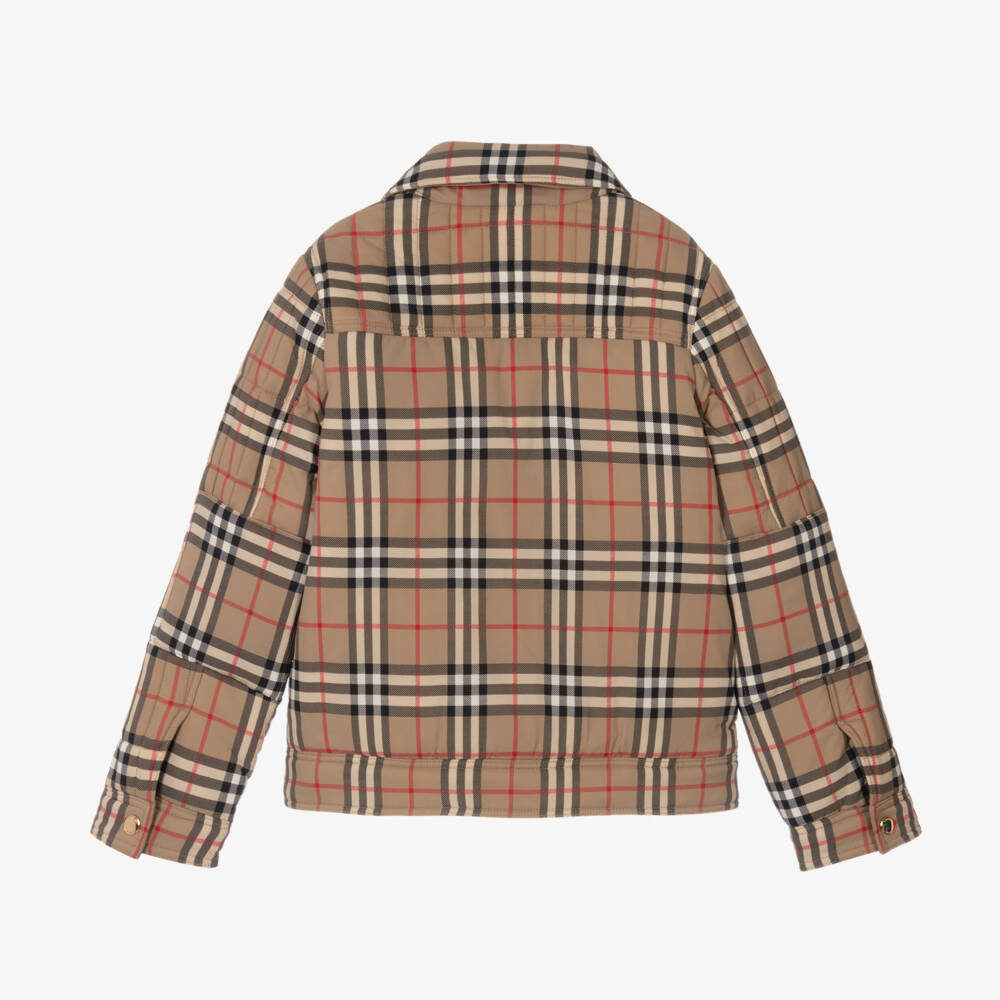 Burberry-Boys Classic Check Beige Blazer | Childrensalon Outlet