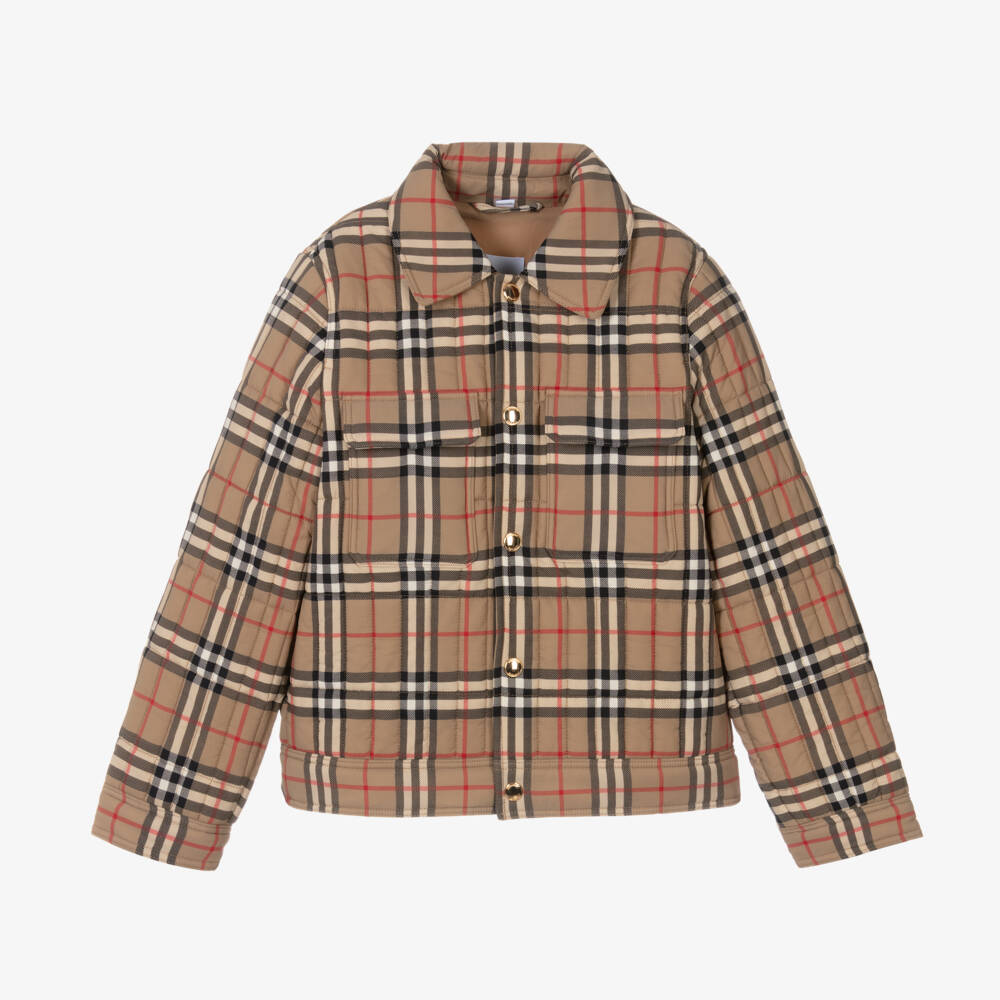 Burberry-Boys Classic Check Beige Blazer | Childrensalon Outlet