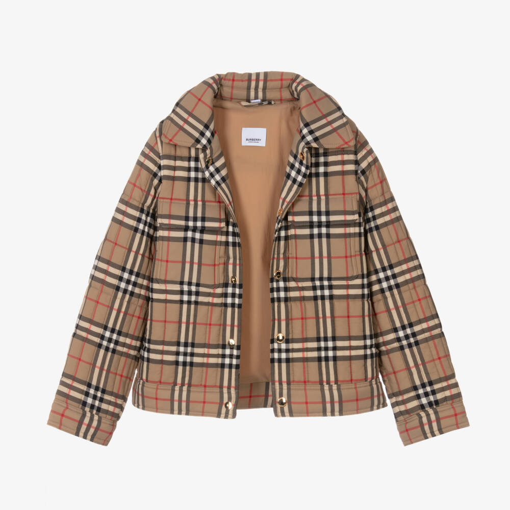 Burberry-Boys Classic Check Beige Blazer | Childrensalon Outlet