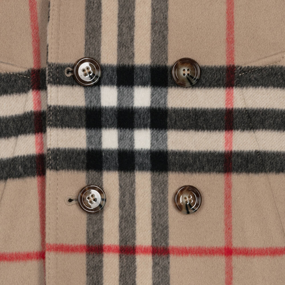 Burberry-Boys Classic Check Woolen Overcoat | Childrensalon Outlet