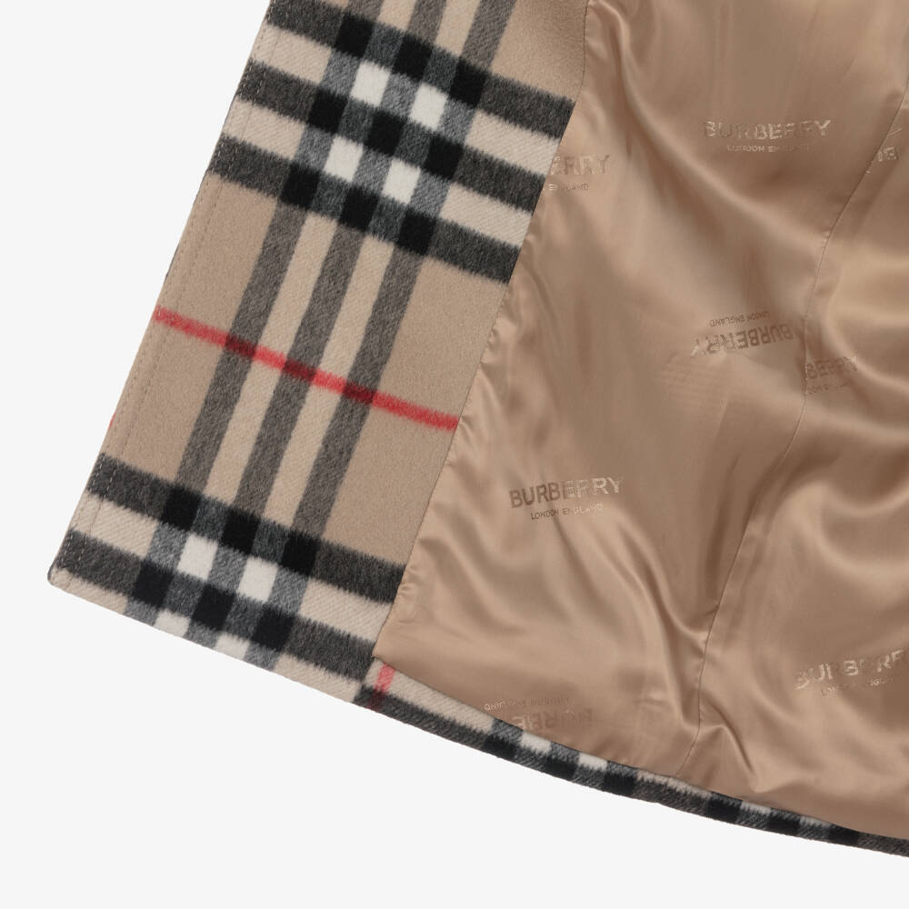 Burberry-Boys Classic Check Woolen Overcoat | Childrensalon Outlet