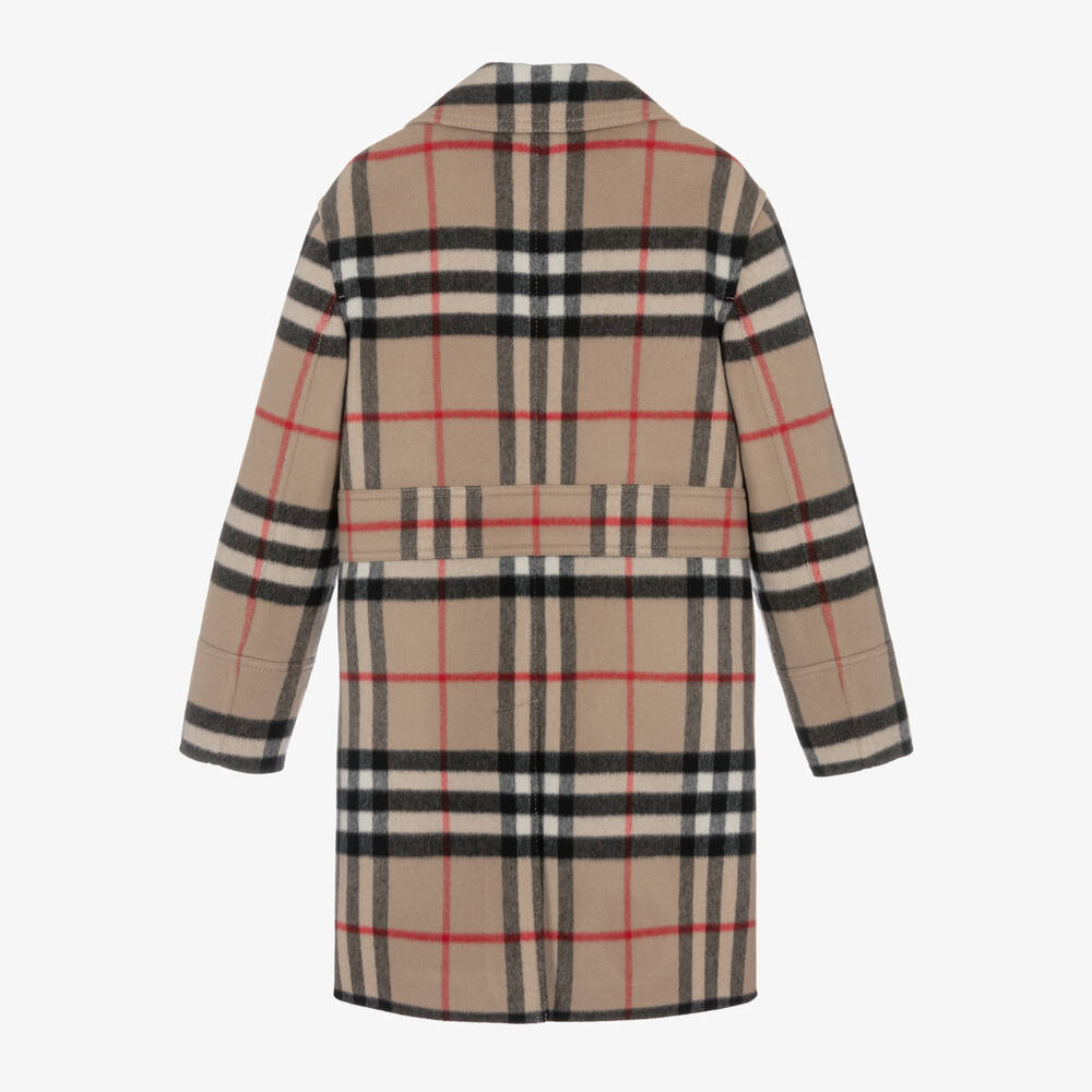 Burberry-Boys Classic Check Woolen Overcoat | Childrensalon Outlet