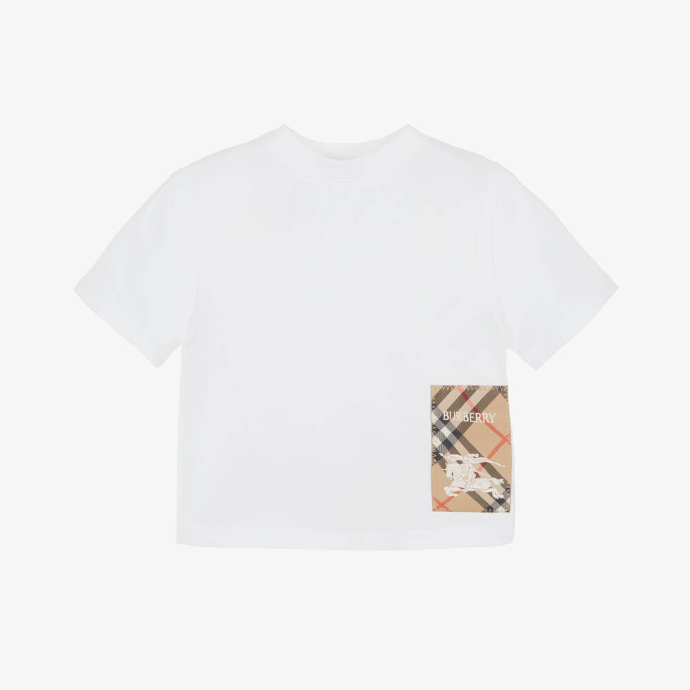 Burberry-Boys Classic White Cotton Tee | Childrensalon Outlet