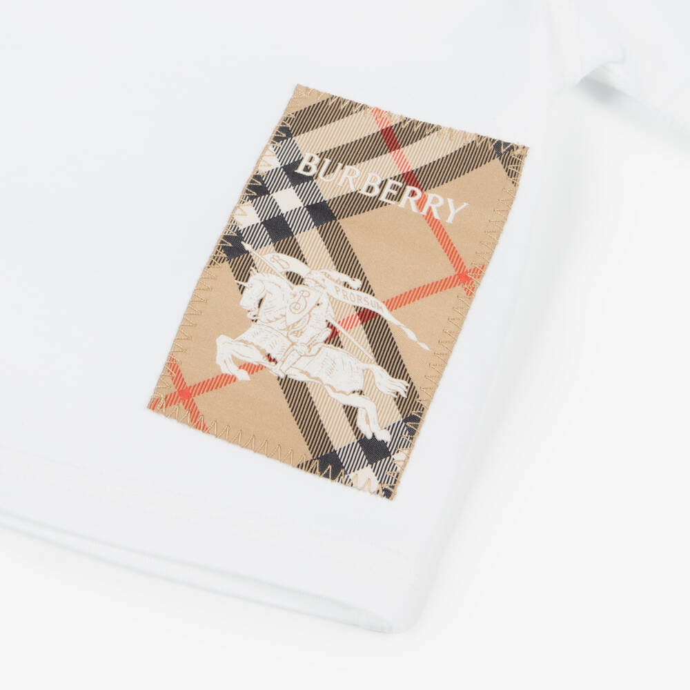 Burberry-Boys Classic White Cotton Tee | Childrensalon Outlet