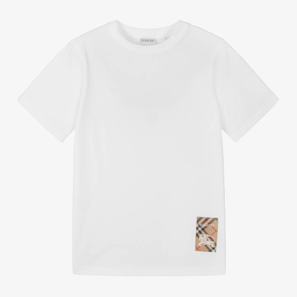 Burberry-Boys Classic White Logo Tee | Childrensalon Outlet