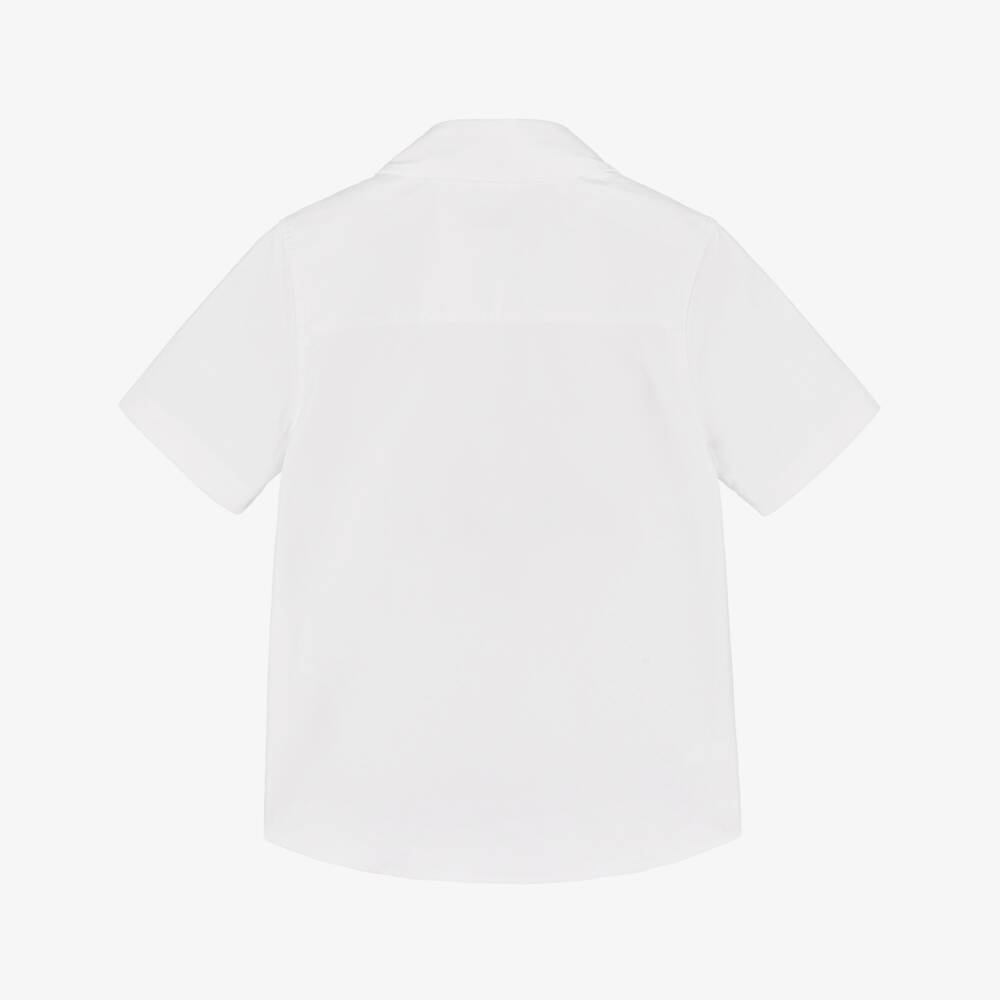 Burberry-قميص بوبلين أبيض كلاسيكي للأولاد | Childrensalon Outlet