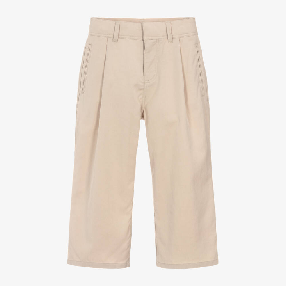 Burberry-Boys Cotton-Blend Beige Trousers | Childrensalon Outlet