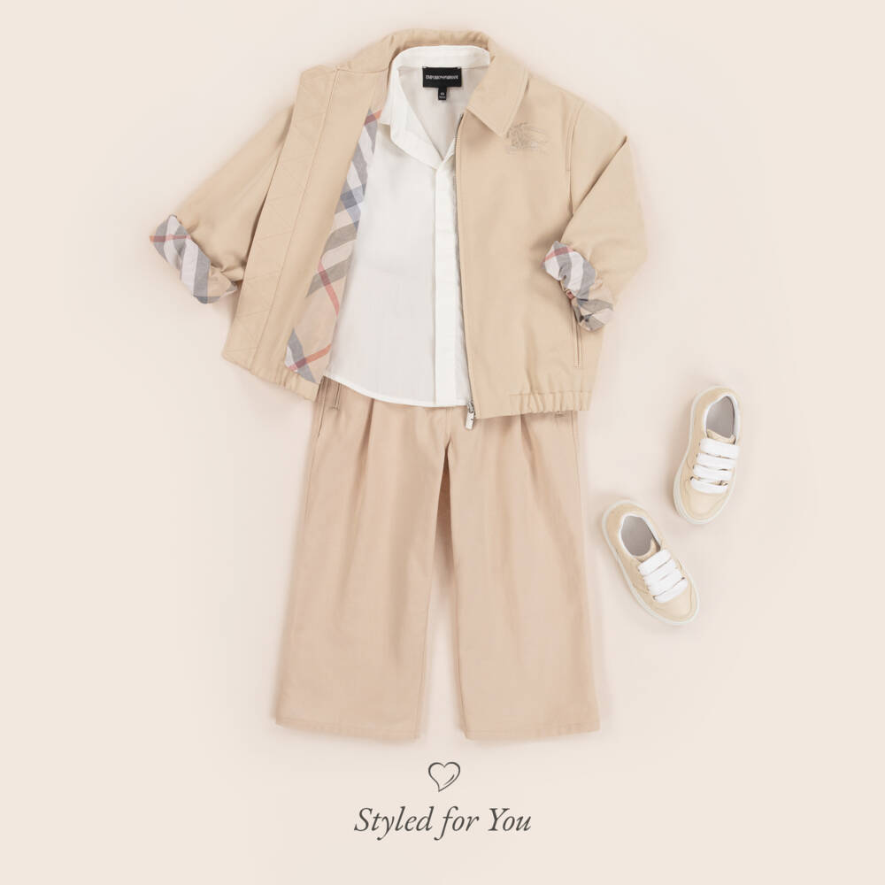 Burberry-Бежевые брюки EKD из твила для мальчиков | Childrensalon Outlet