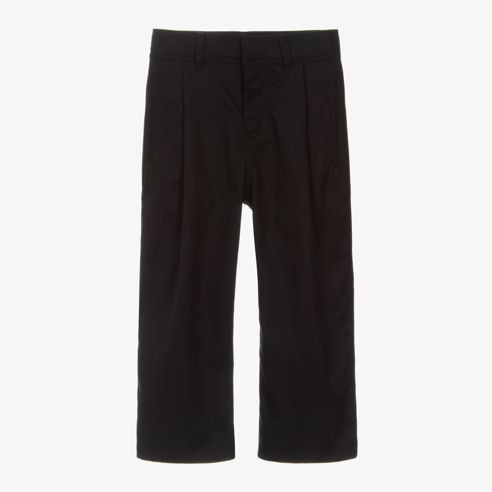Burberry-Boys Cotton-Blend Black Trousers | Childrensalon Outlet