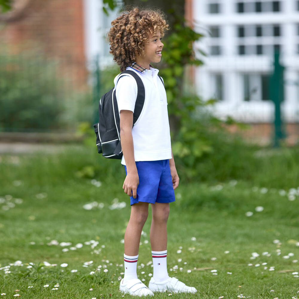 Burberry-Boys Cotton Blue Chino Shorts | Childrensalon Outlet