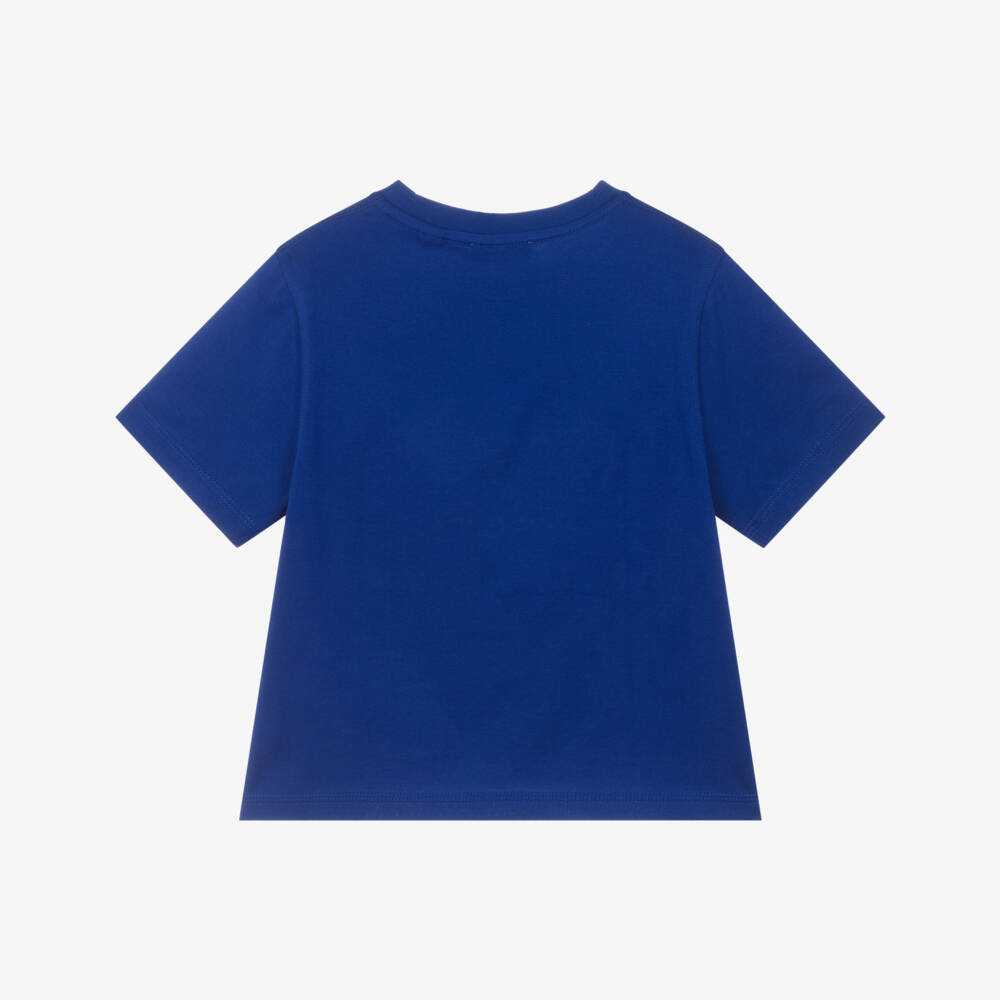 Burberry-Boys Cotton Blue Logo Tee | Childrensalon Outlet