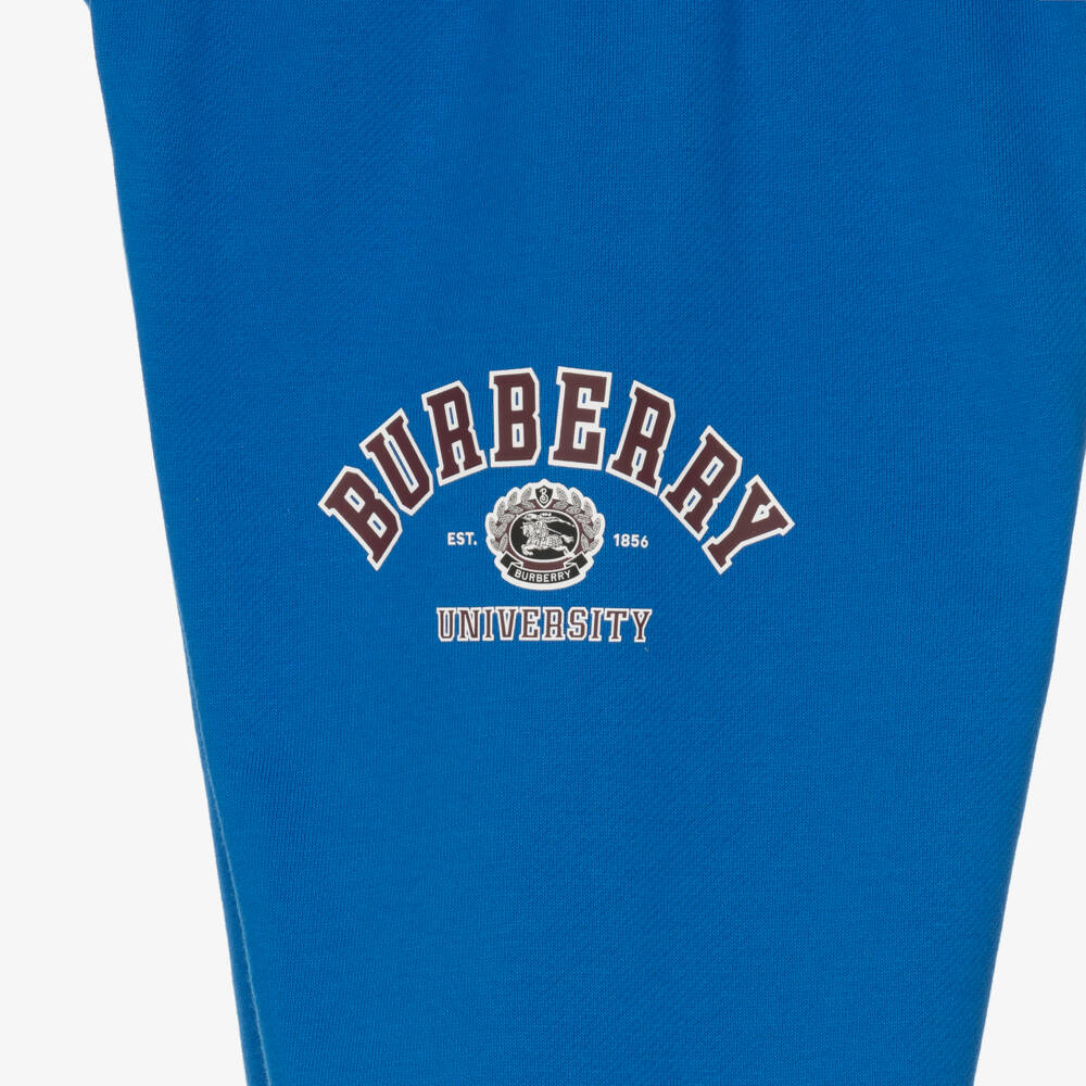 Burberry-Boys Cotton Blue Varsity Pants | Childrensalon Outlet