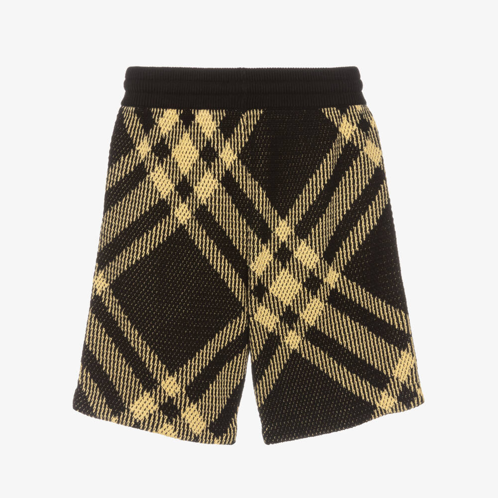 Burberry-Boys Cotton Knit Checked Shorts | Childrensalon Outlet