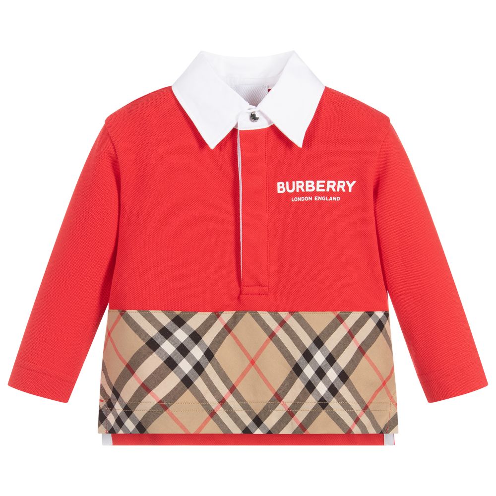 Burberry polo shop kids red