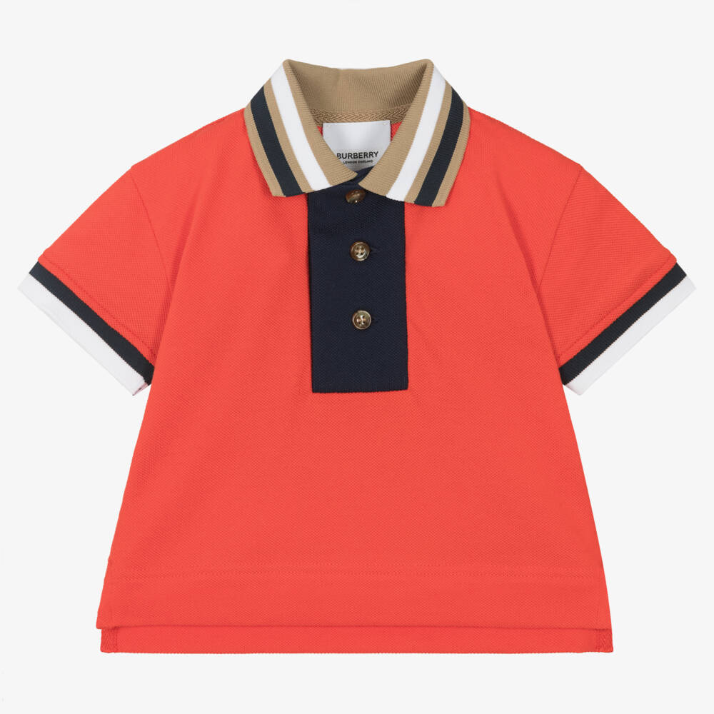 Burberry-Boys Cotton Red Collegiate Polo | Childrensalon Outlet