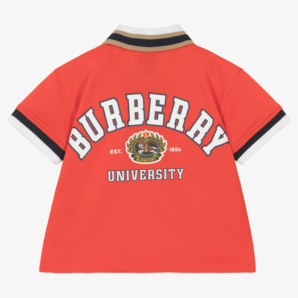 Burberry-Boys Cotton Red Collegiate Polo | Childrensalon Outlet
