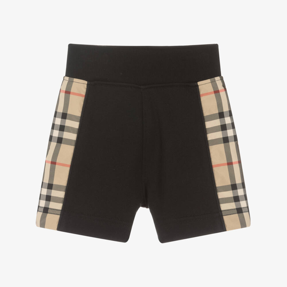 Burberry-شورت قطن للأولاد بتفاصيل مربعات | Childrensalon Outlet