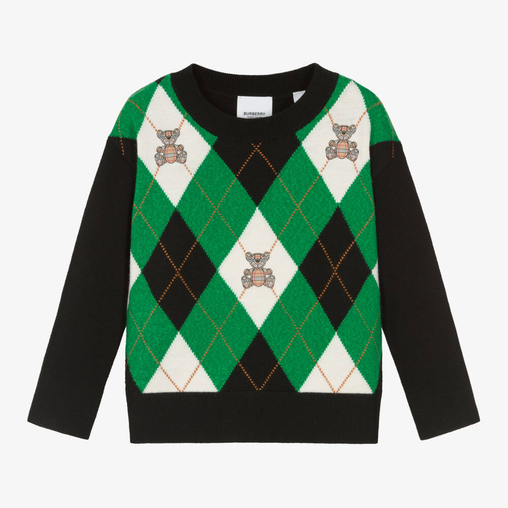 Burberry-Boys Cozy Argyle Cashmere Sweater | Childrensalon Outlet