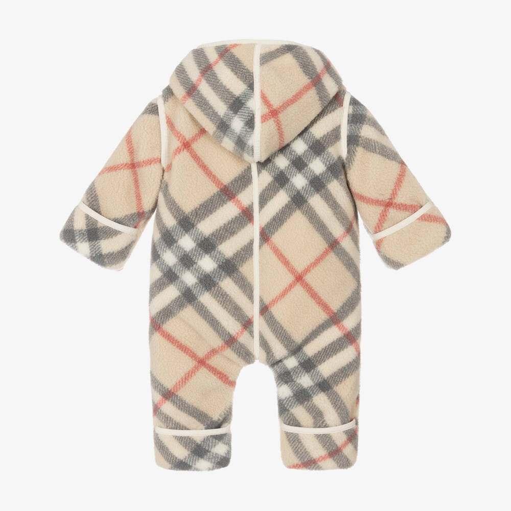 Burberry-بدلة أطفال دافئة بنقشة مربعات بيج | Childrensalon Outlet