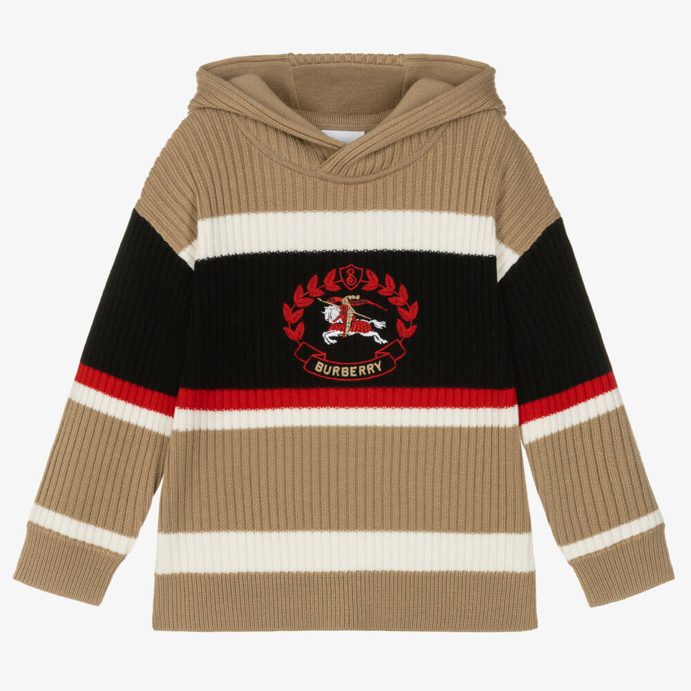 Burberry-هودي صوفي دافئ باللون البيج للأولاد | Childrensalon Outlet