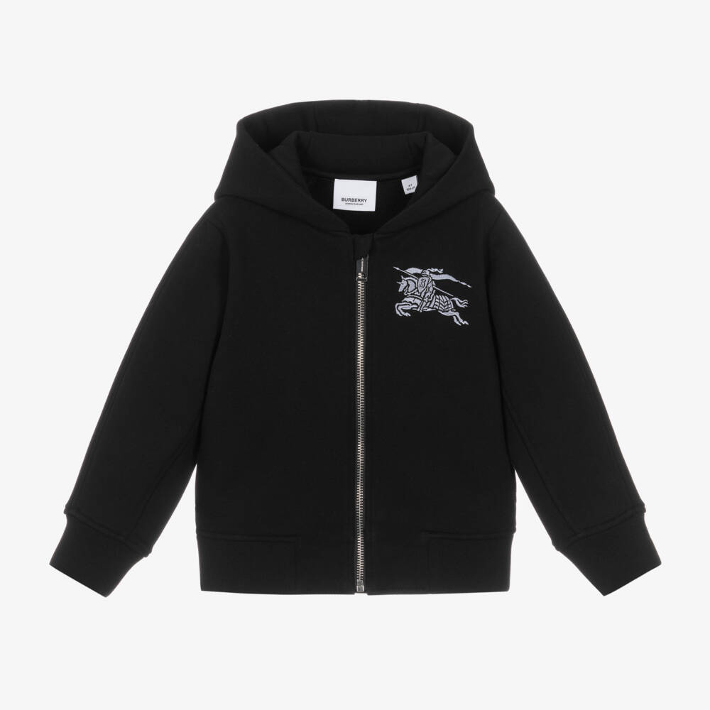 Burberry-هودي قطني أسود دافئ للأولاد | Childrensalon Outlet