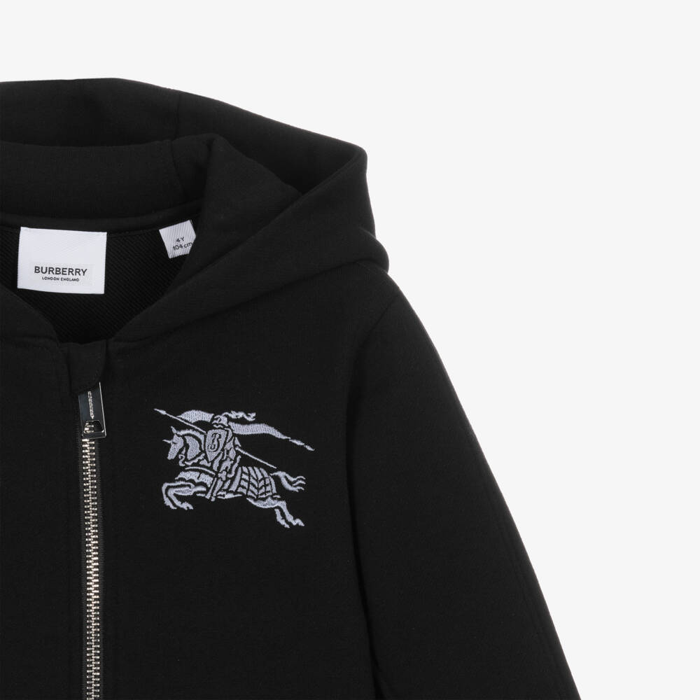 Burberry-هودي قطني أسود دافئ للأولاد | Childrensalon Outlet