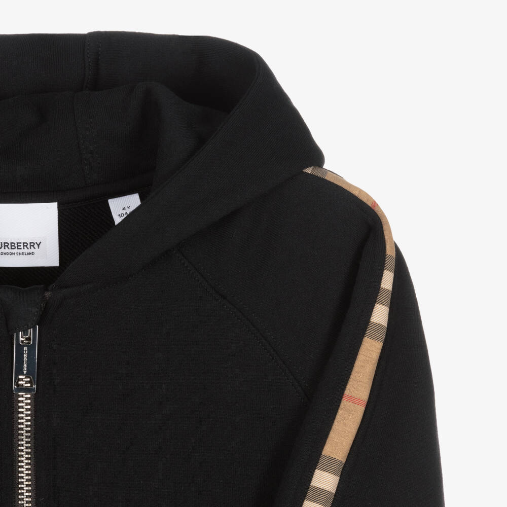 Burberry-Boys Cozy Black Hoodie Delight | Childrensalon Outlet