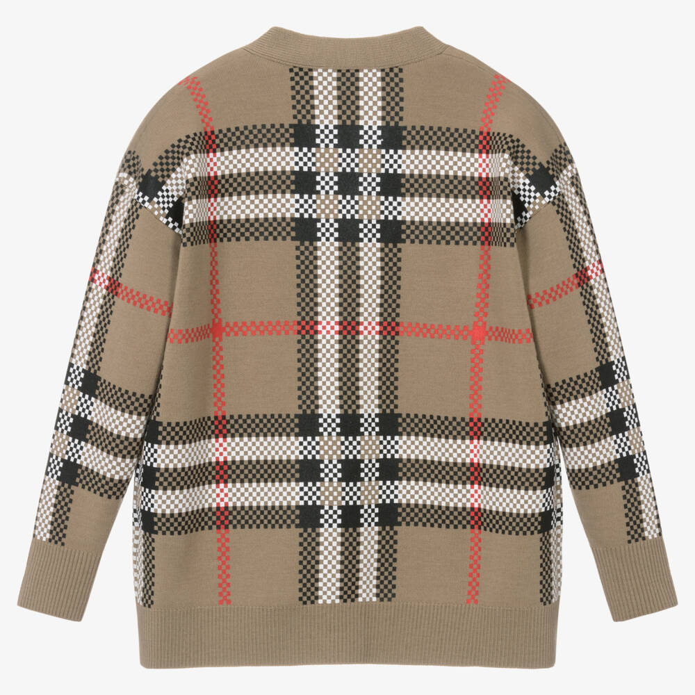 Burberry-Boys Cozy Wool Check Cardigan | Childrensalon Outlet