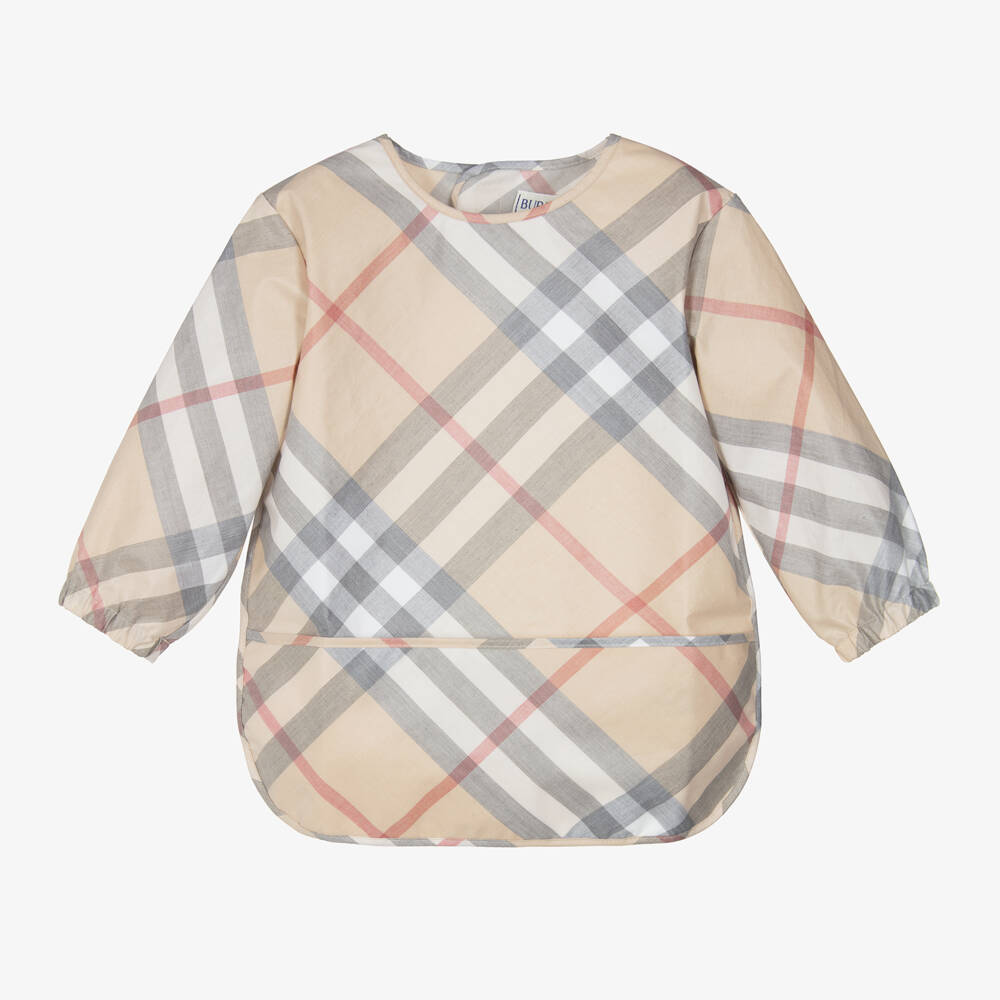 Burberry-Boys Cream Check Feeding Bib | Childrensalon Outlet