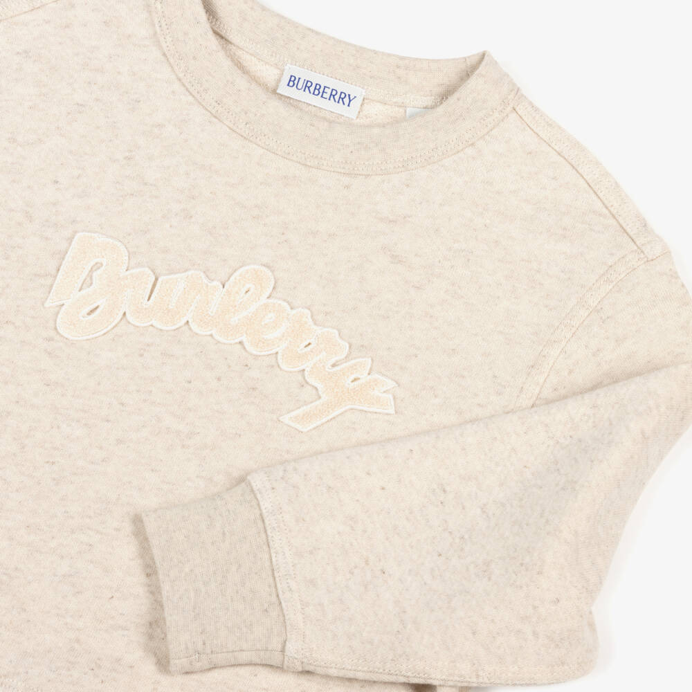 Burberry-Boys Cream Cotton-Linen Towelling Top | Childrensalon Outlet