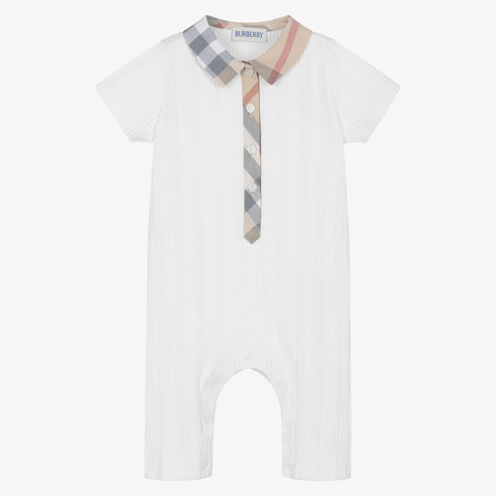 Burberry-Boys Cream Knit Summer Romper | Childrensalon Outlet