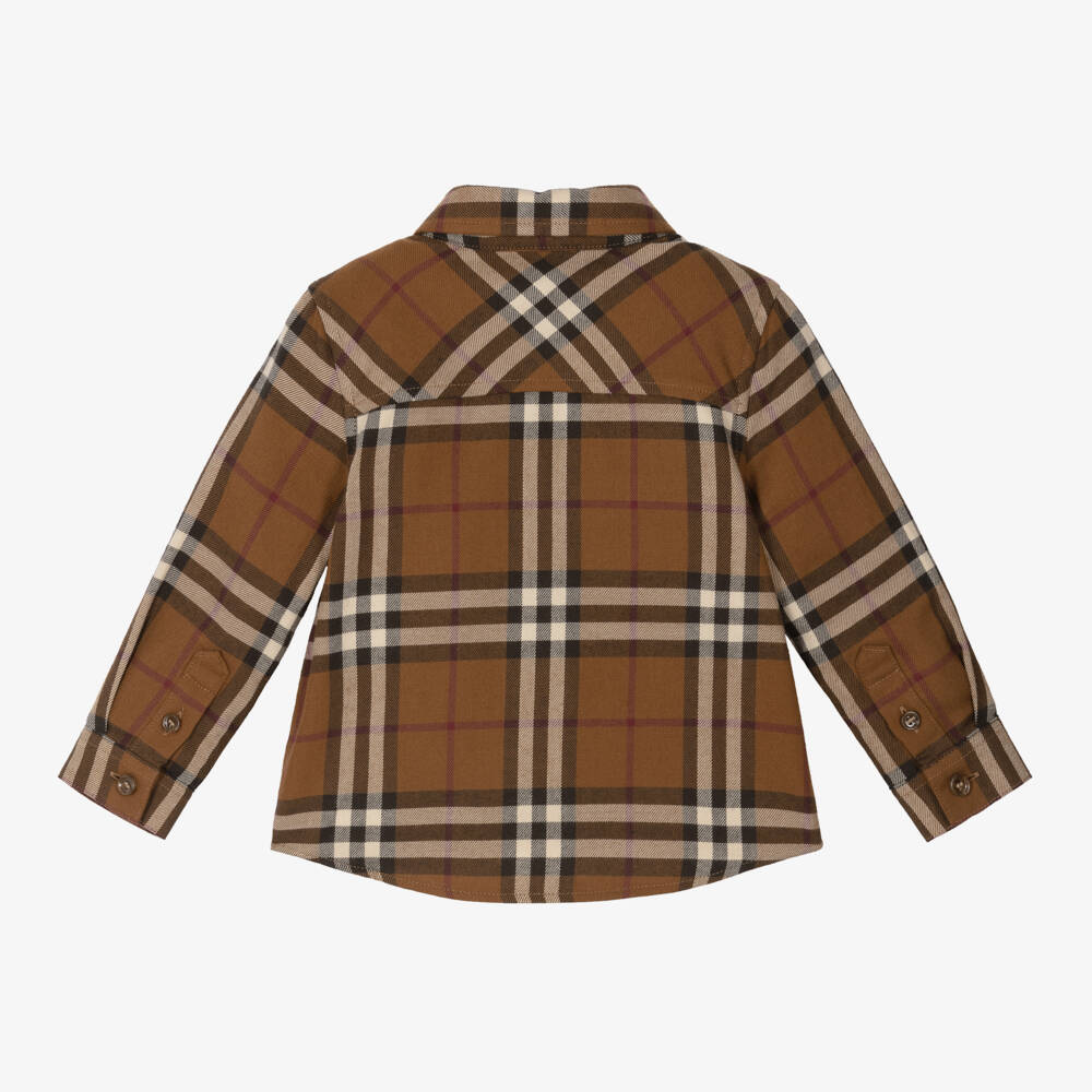 Burberry-Boys Dark Birch Check Cotton Shirt | Childrensalon Outlet