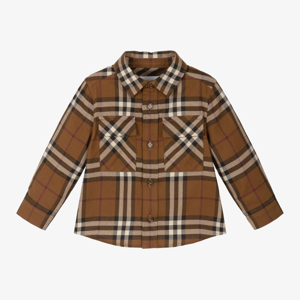 Burberry-Рубашка из хлопка в темную клетку для мальчиков | Childrensalon Outlet