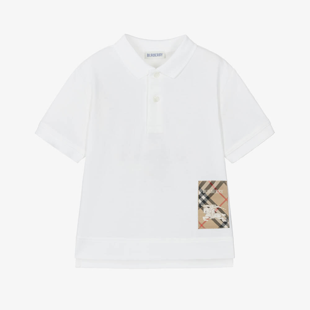 Burberry-Boys Elegant White Polo Top | Childrensalon Outlet