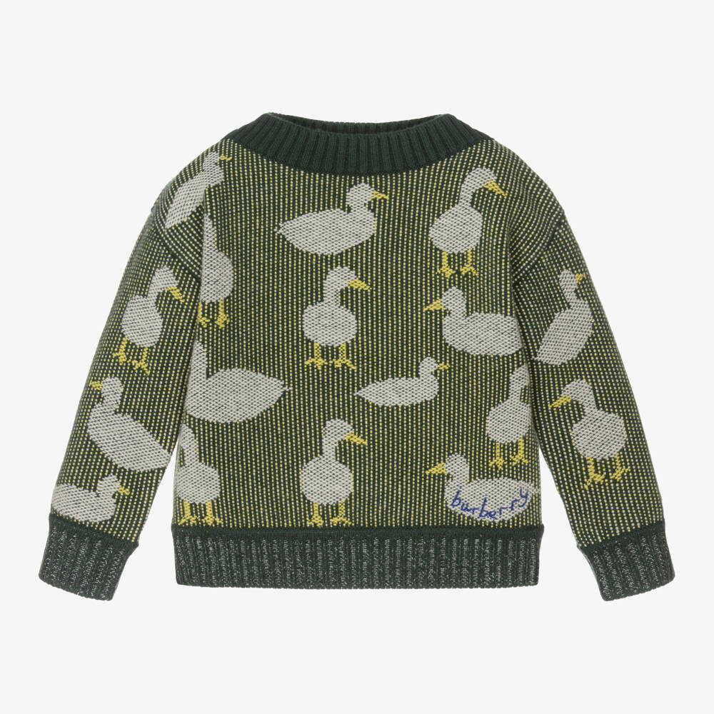 Burberry-Boys Green Knit Wool Jumper | Childrensalon Outlet
