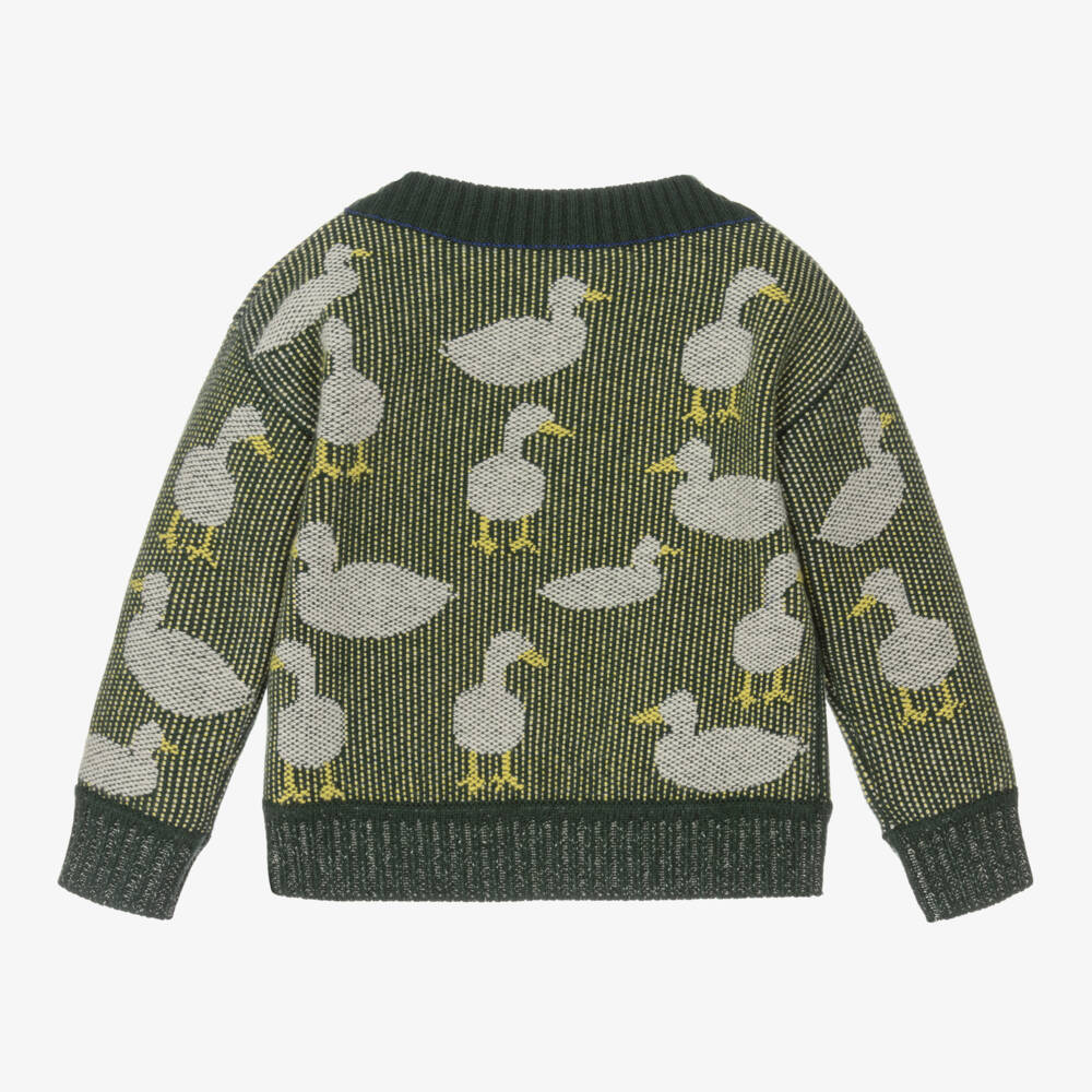 بربري-بلوفر مزيج صوف وكشمير لون أخضرللأولاد | Childrensalon Outlet