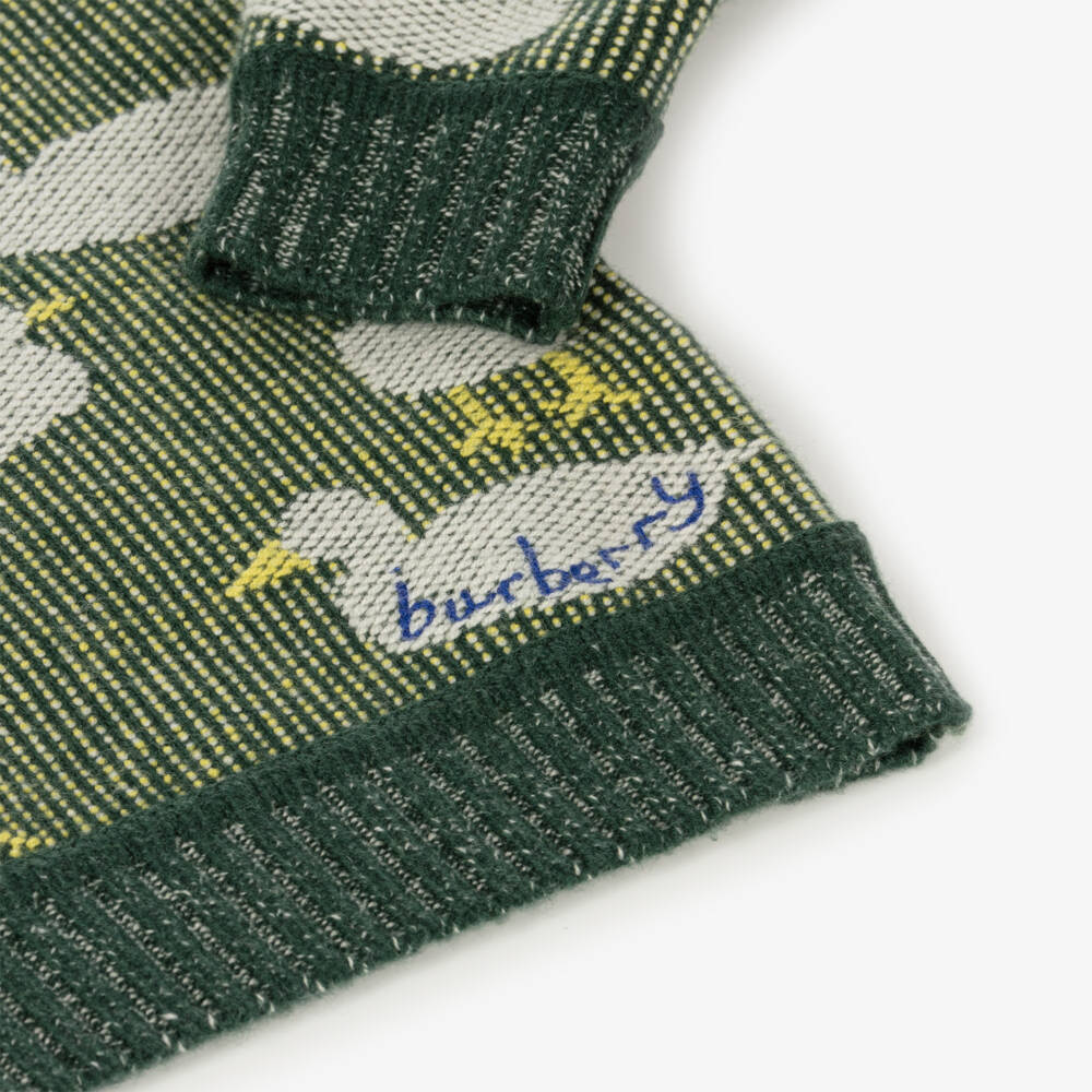 بربري-بلوفر مزيج صوف وكشمير لون أخضرللأولاد | Childrensalon Outlet