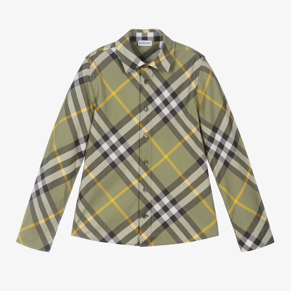 Burberry-Зеленая рубашка в крупную клетку для мальчиков | Childrensalon Outlet