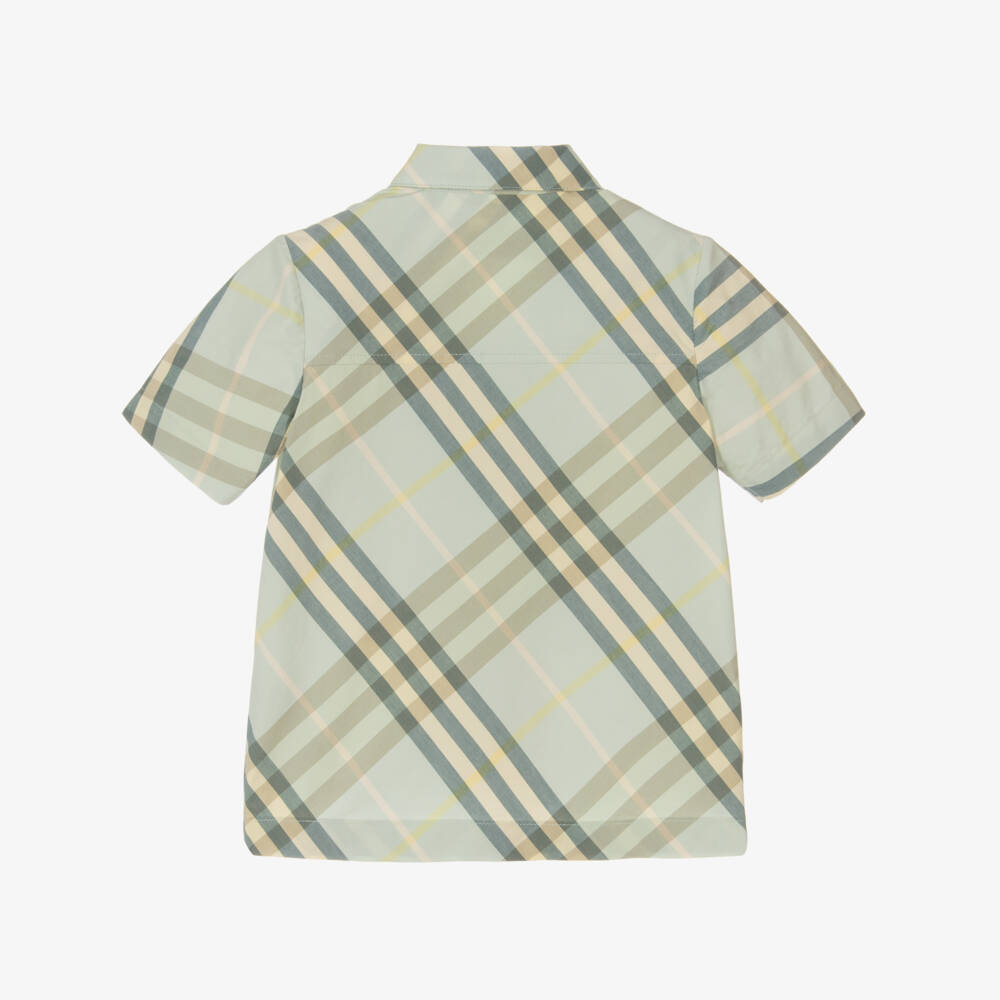 Burberry-Boys' Green Plaid Cotton Shirt | Childrensalon Outlet