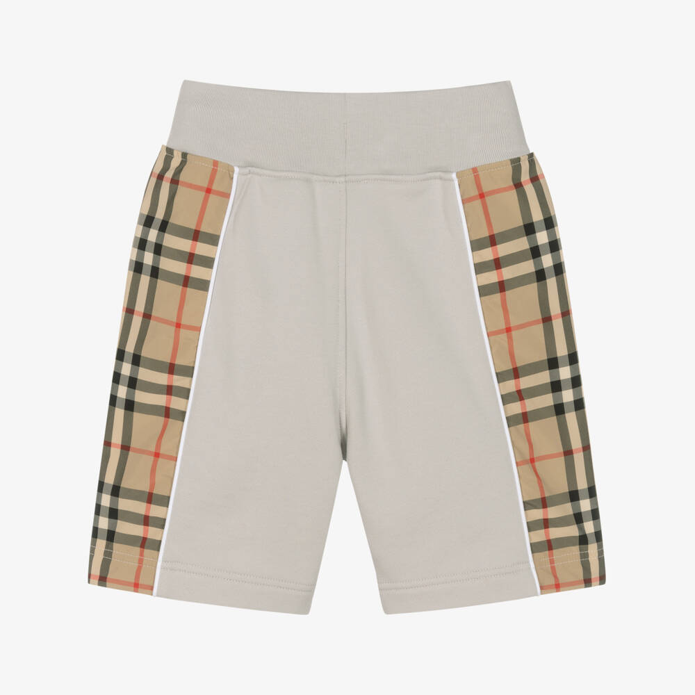 Burberry-شورت أولاد رمادي وبيج بنقشة تراثية | Childrensalon Outlet