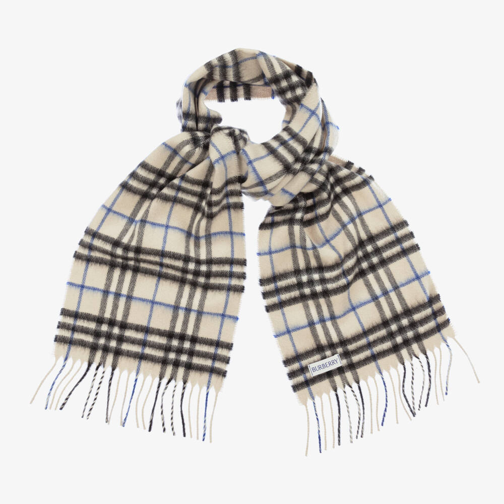 Burberry-Boys Grey Check Cashmere Wrap | Childrensalon Outlet