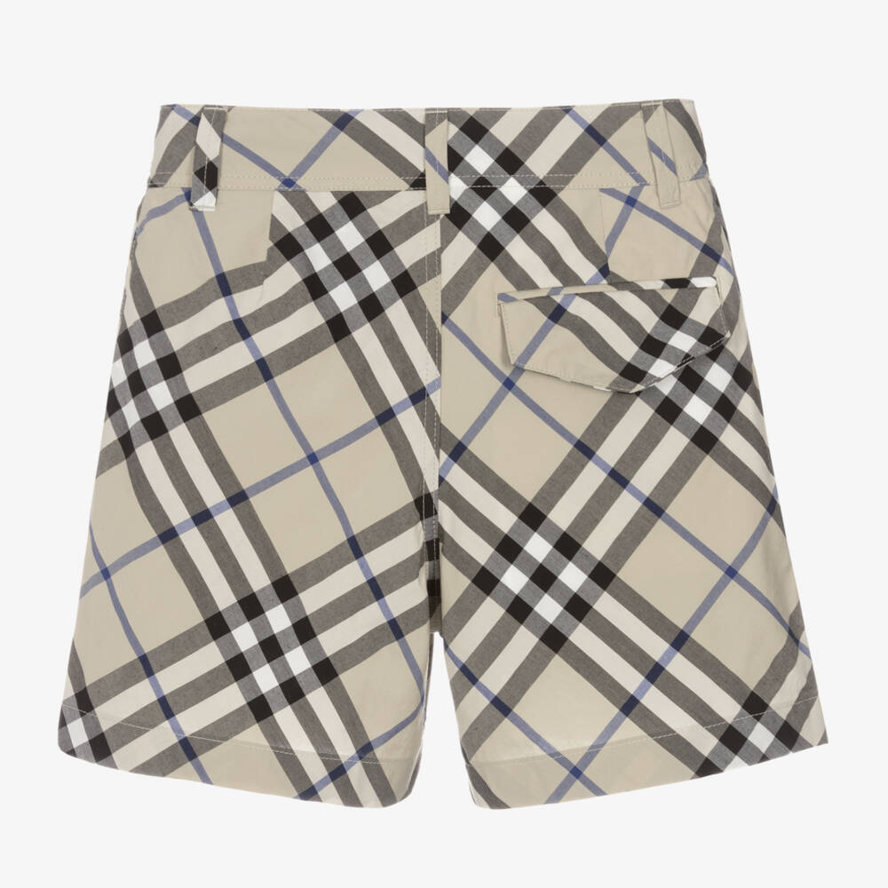 Burberry-Boys Grey Checked Cotton Shorts | Childrensalon Outlet