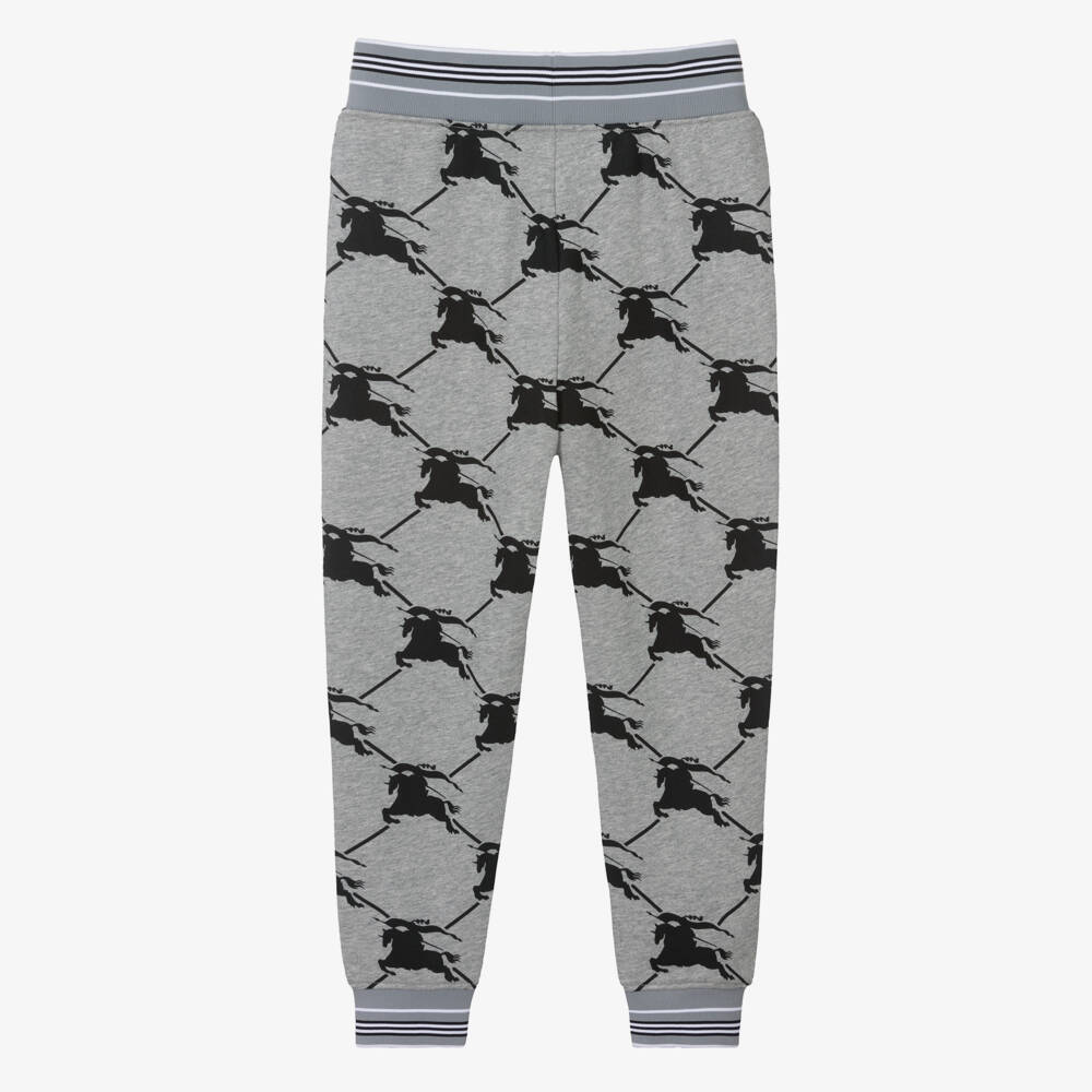 Burberry-Boys Grey EKD Cotton Trousers | Childrensalon Outlet
