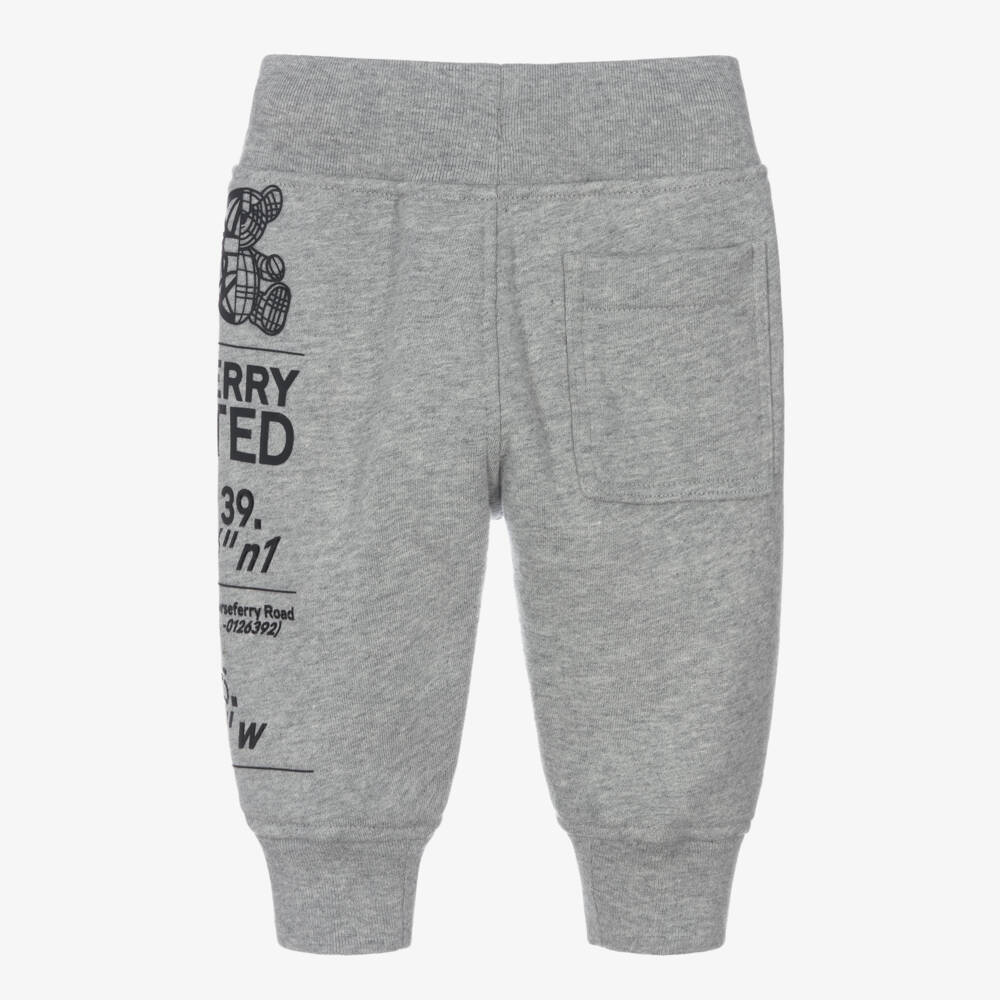 Burberry-Boys Grey Logo Print Joggers | Childrensalon Outlet