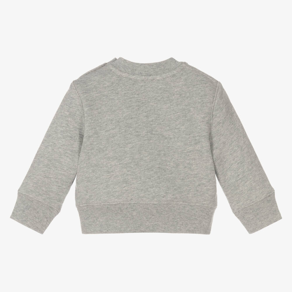 بربري-سويتشيرت قطن لون رمادي للمواليد | Childrensalon Outlet