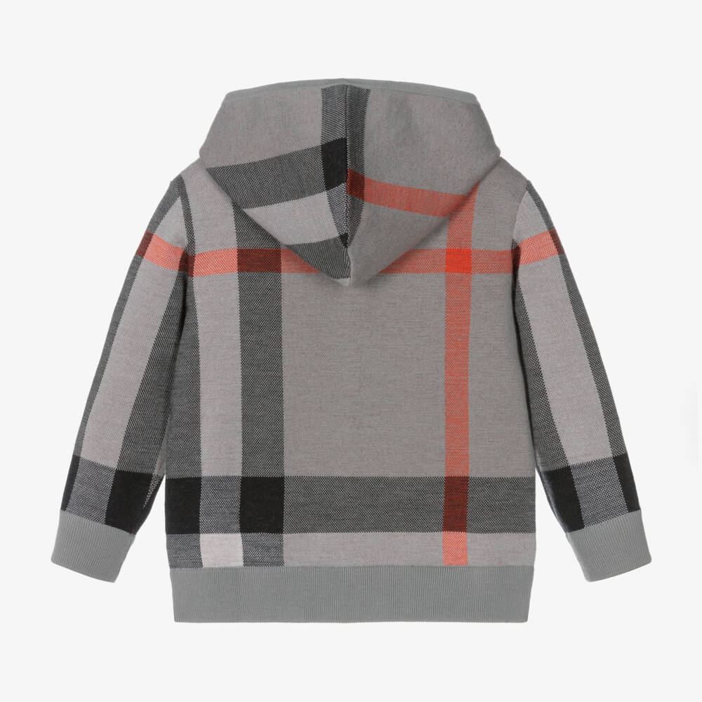 Burberry-Boys Hooded Zip Wool Check Top | Childrensalon Outlet