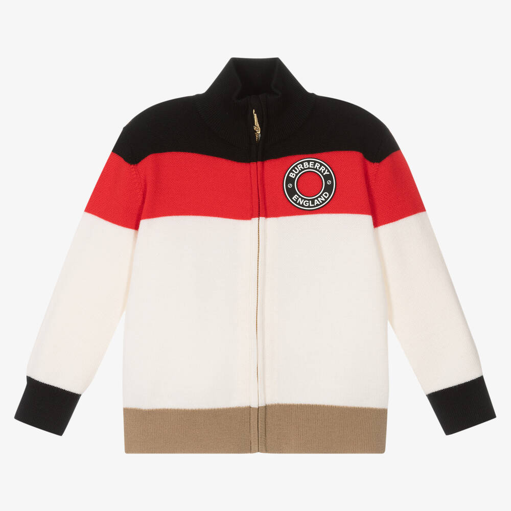 Burberry-Boys Icon Stripe Knitted Zip-Up Top | Childrensalon Outlet