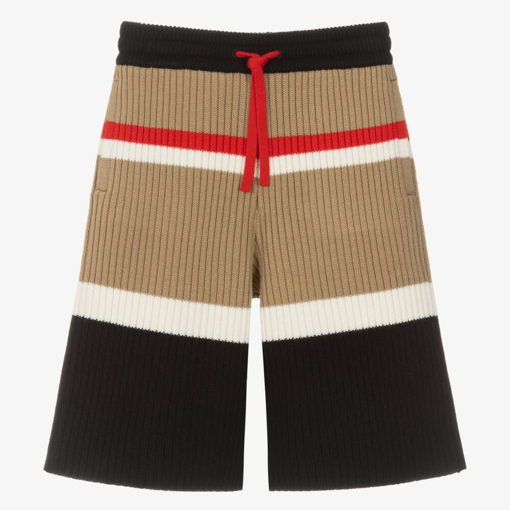 Burberry-Boys Iconic Beige Woolen Shorts | Childrensalon Outlet