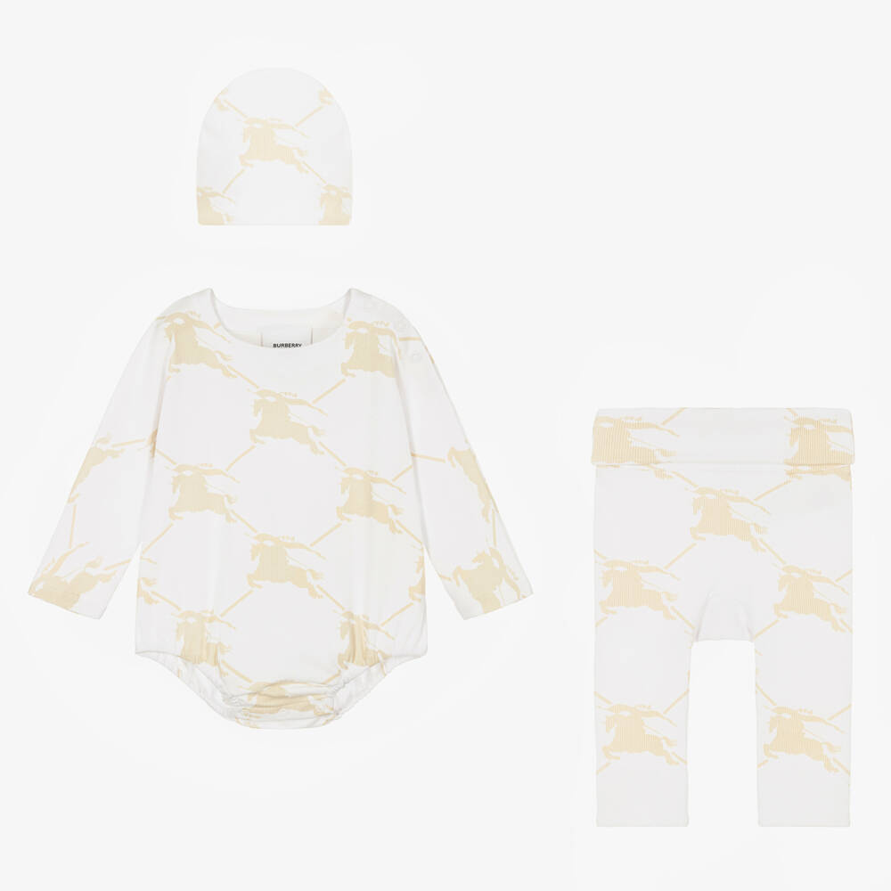 Burberry-طقم ملابس أطفال من القطن العاجي للأولاد | Childrensalon Outlet